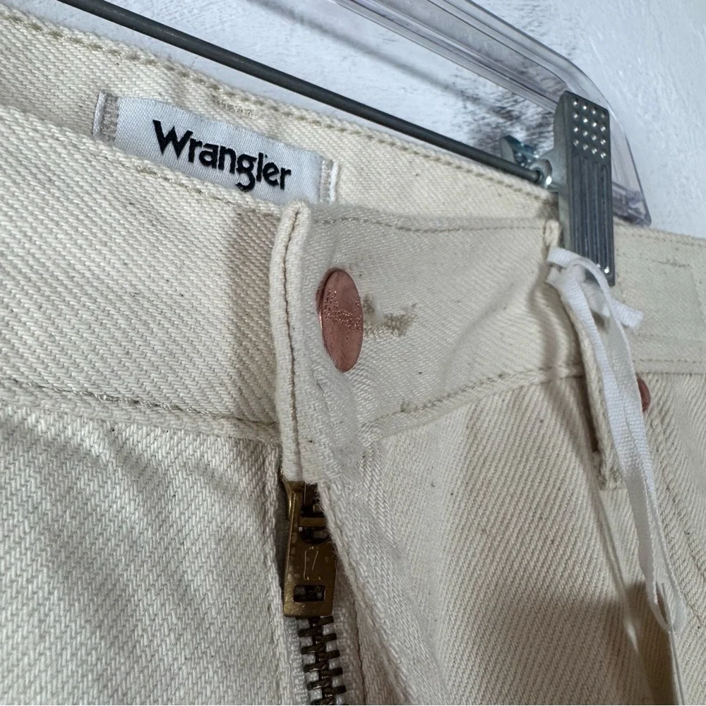 Wrangler Jeans Denim Wild West High Rise Straight Cream Twill Ecru White Wash - Picture 6 of 12
